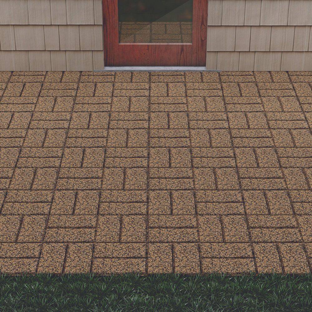 Vigoro 16 in. x 16 in. x 3/4 in. Black/Tan Blended Dual-Sided Rubber Paver (60-Pack)