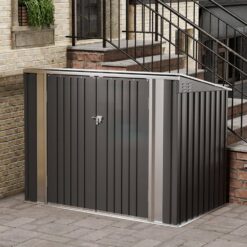 Tozey 70 in. W x 40 in. D x 52.5 in. H Galvanized Steel Horizontal Trash and Recycling Storage Shed for Trash Can Storage
