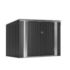 Tozey 70 in. W x 40 in. D x 52.5 in. H Galvanized Steel Horizontal Trash and Recycling Storage Shed for Trash Can Storage