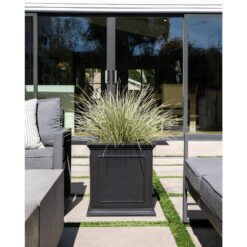 Veradek Brixton Series 20 in. Cube Black Plastic Planter