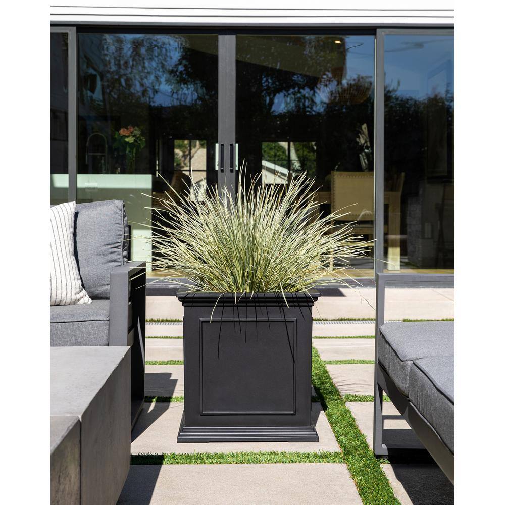 Veradek Brixton Series 20 in. Cube Black Plastic Planter