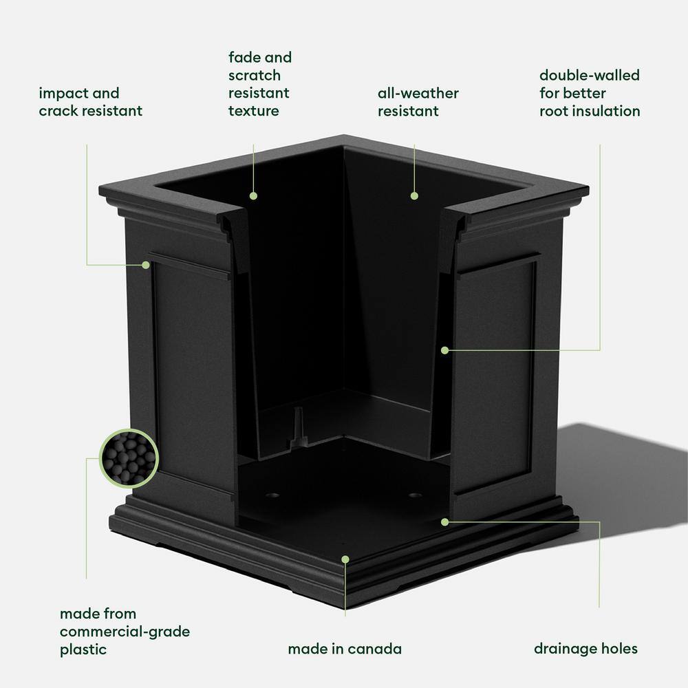 Veradek Brixton Series 20 in. Cube Black Plastic Planter