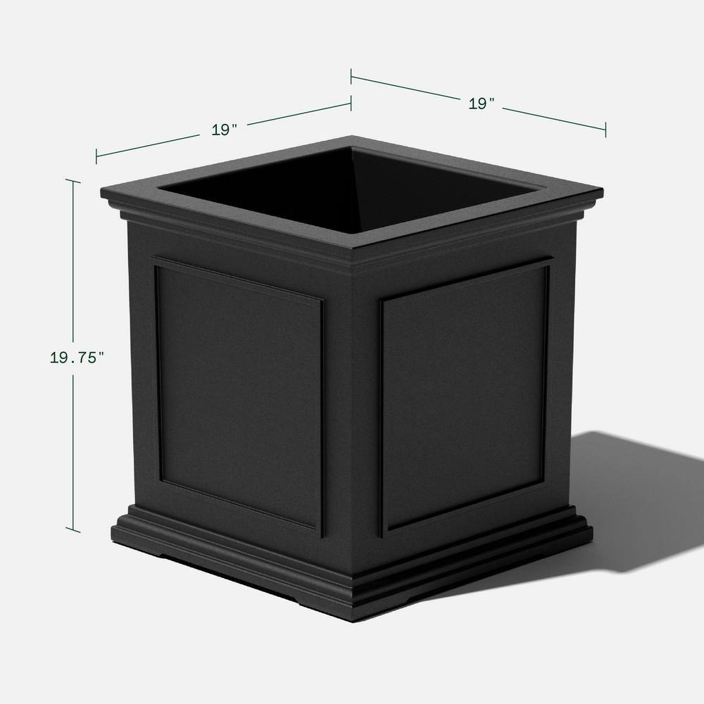 Veradek Brixton Series 20 in. Cube Black Plastic Planter