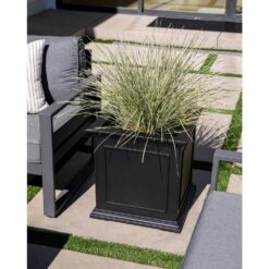 Veradek Brixton Series 20 in. Cube Black Plastic Planter
