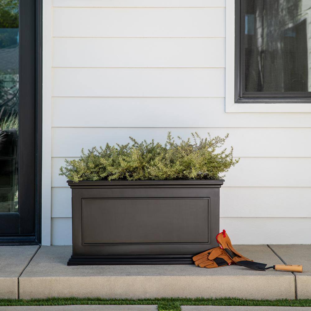 Veradek Brixton Series 33 in. L Black Plastic Planter