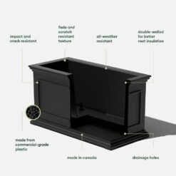 Veradek Brixton Series 33 in. L Black Plastic Planter