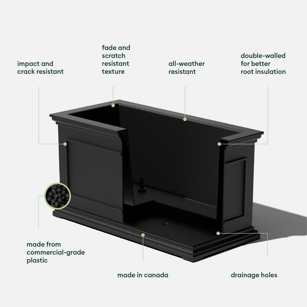 Veradek Brixton Series 33 in. L Black Plastic Planter