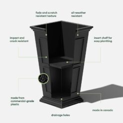 Veradek Brixton Series 26 in. Tall Black Plastic Planter (2-Pack)
