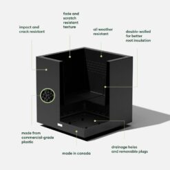 Veradek Cube 22 in. Square Black Plastic Planter