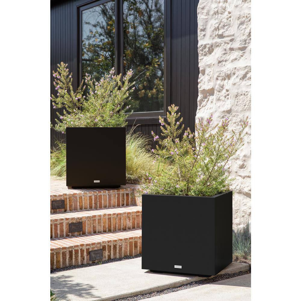 Veradek Cube 22 in. Square Black Plastic Planter