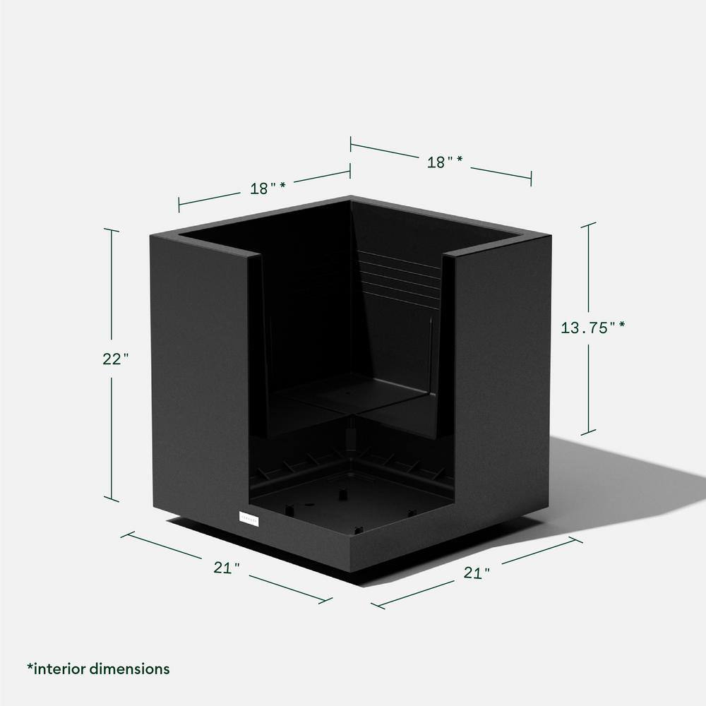 Veradek Cube 22 in. Square Black Plastic Planter