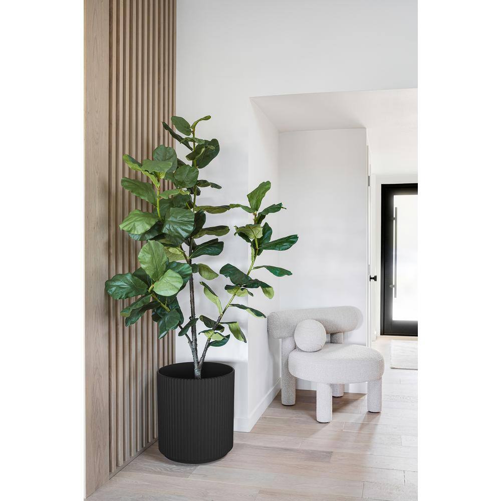 Veradek Demi 20 in. Round Black Plastic Planter (2 Pack)