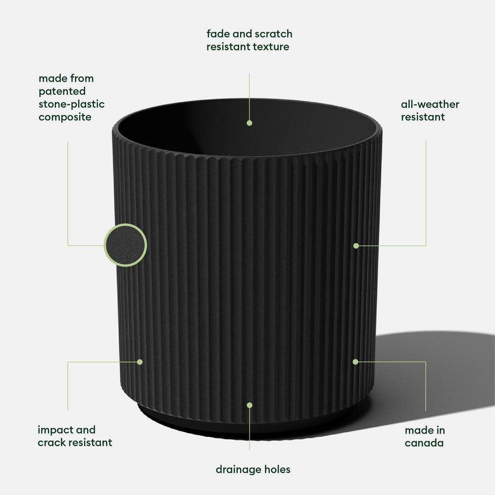 Veradek Demi 20 in. Round Black Plastic Planter (2 Pack)