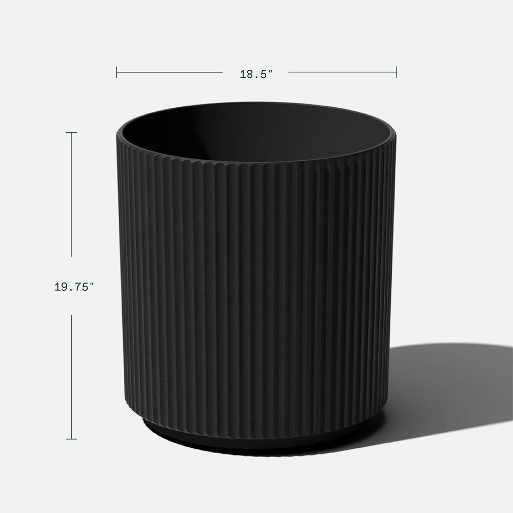 Veradek Demi 20 in. Round Black Plastic Planter (2 Pack)