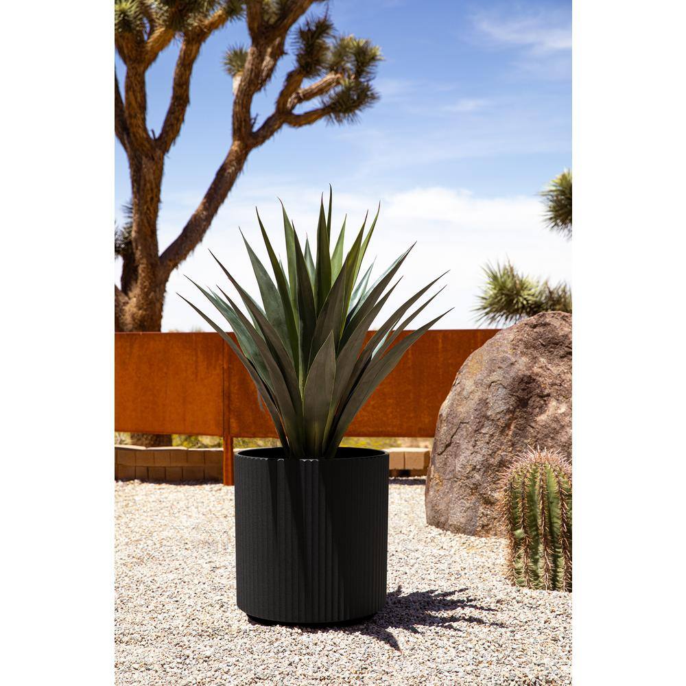 Veradek Demi 20 in. Round Black Plastic Planter (2 Pack)
