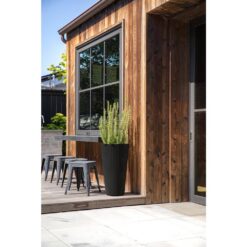 Veradek Demi 26 in. Round Black Plastic Tall Planter (2 Pack)