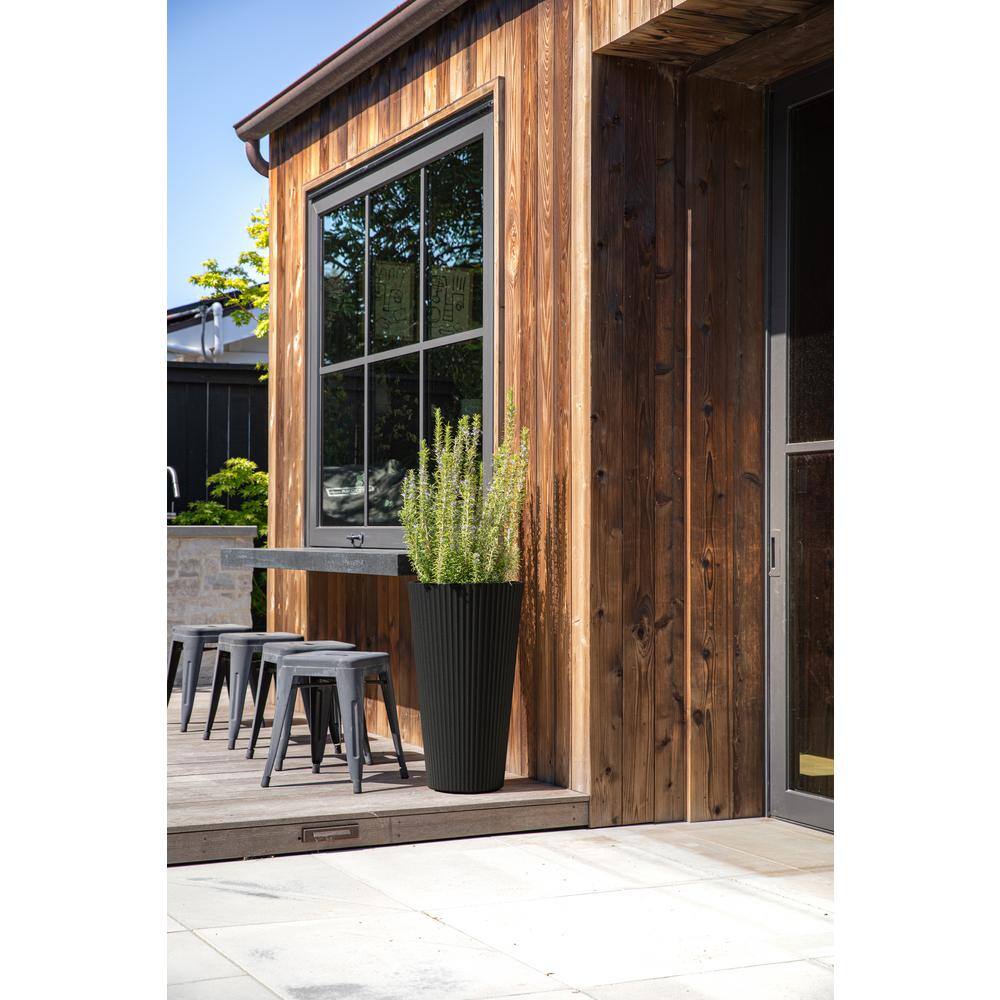 Veradek Demi 26 in. Round Black Plastic Tall Planter (2 Pack)