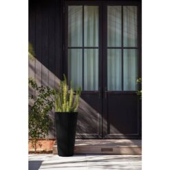 Veradek Demi 26 in. Round Black Plastic Tall Planter (2 Pack)