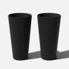 Veradek Demi 26 in. Round Black Plastic Tall Planter (2 Pack)