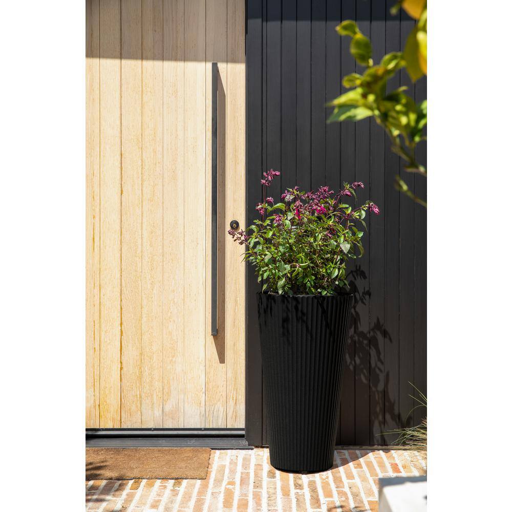 Veradek Demi 26 in. Round Black Plastic Tall Planter (2 Pack)