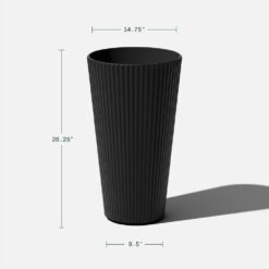 Veradek Demi 26 in. Round Black Plastic Tall Planter (2 Pack)