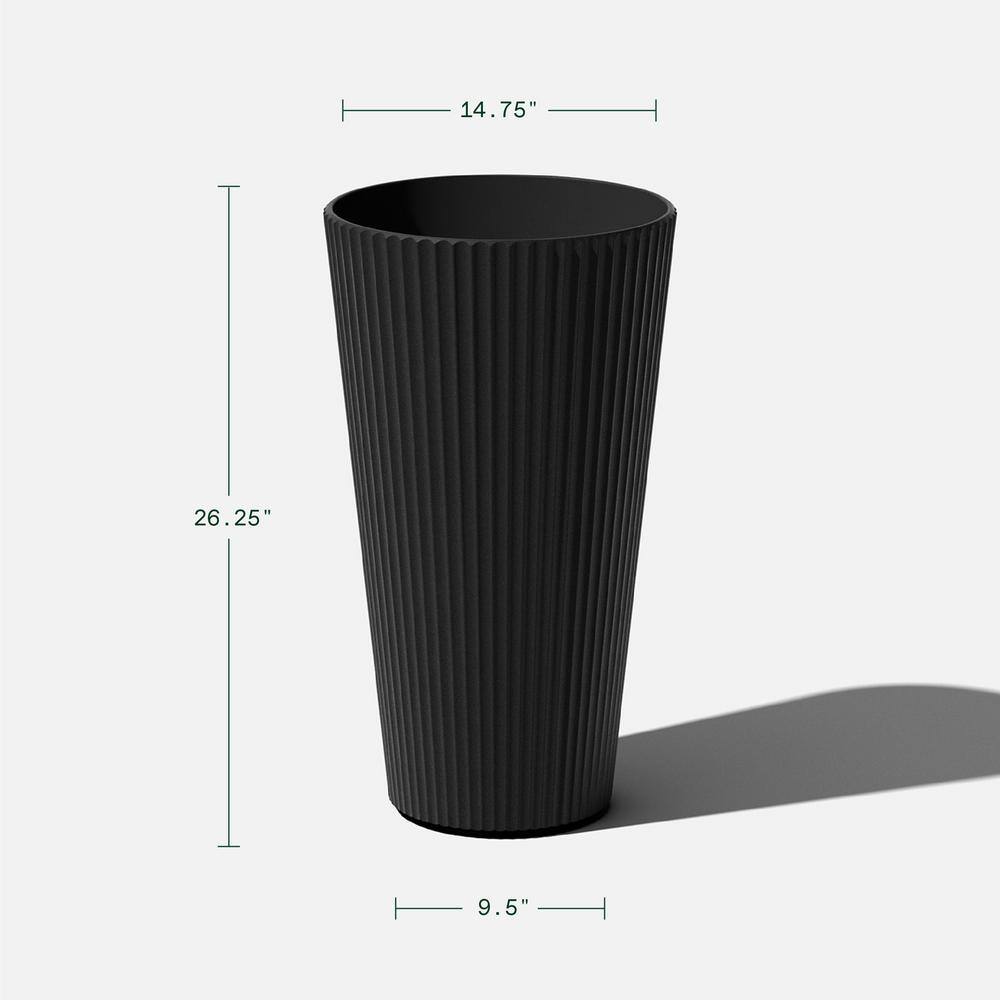 Veradek Demi 26 in. Round Black Plastic Tall Planter (2 Pack)