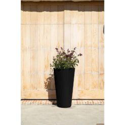 Veradek Demi 26 in. Round Black Plastic Tall Planter (2 Pack)