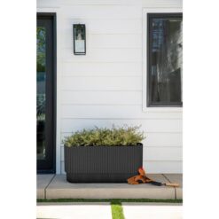 Veradek Demi 30 in. Rectangular Black Plastic Long Planter (2-Pack)