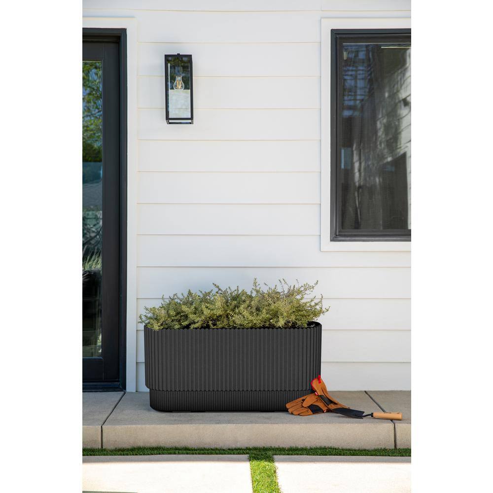 Veradek Demi 30 in. Rectangular Black Plastic Long Planter (2-Pack)