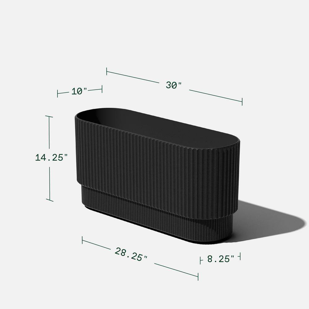 Veradek Demi 30 in. Rectangular Black Plastic Long Planter (2-Pack)