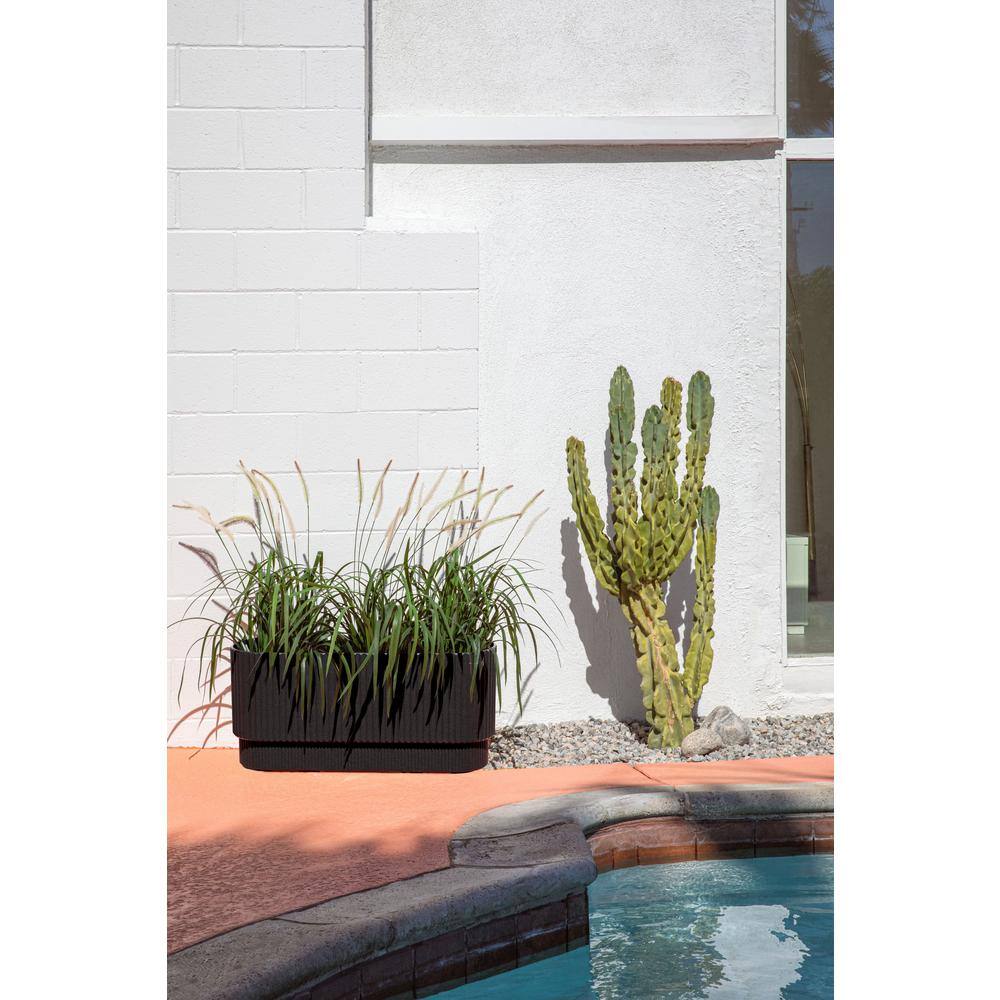 Veradek Demi 30 in. Rectangular Black Plastic Long Planter (2-Pack)