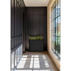 Veradek Demi Series Span 36 in. Rectagular Plastic-Stone Planter-(Black)