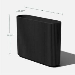 Veradek Demi Series Span 36 in. Rectagular Plastic-Stone Planter-(Black)
