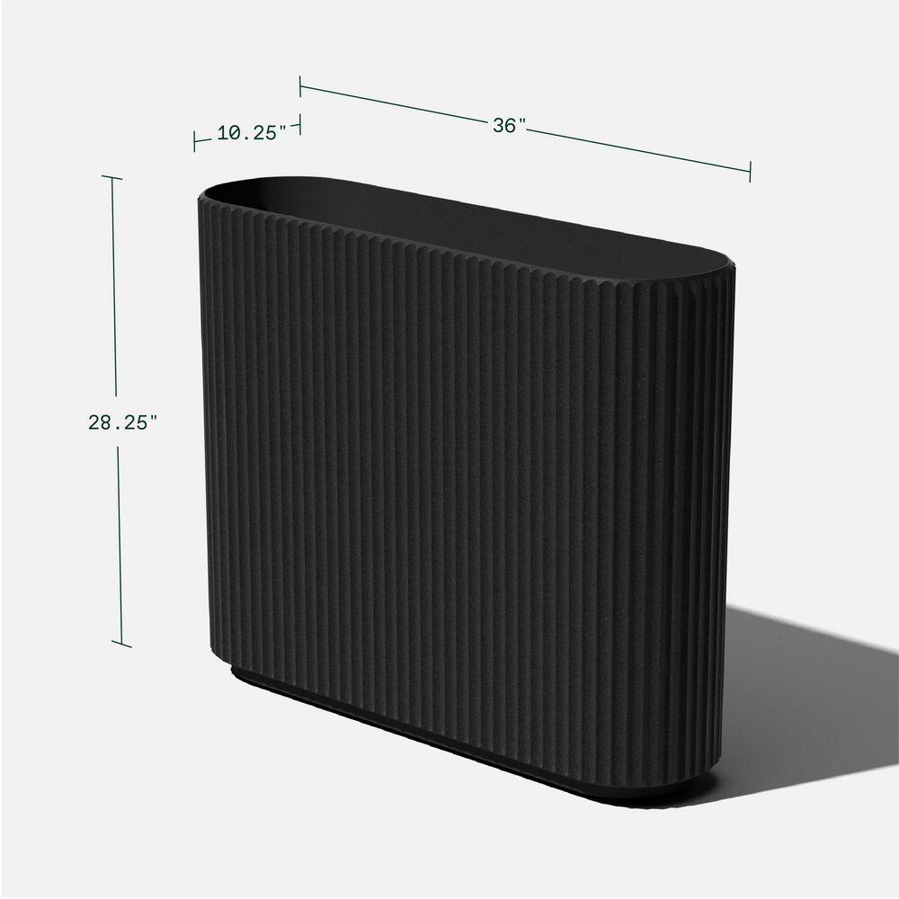 Veradek Demi Series Span 36 in. Rectagular Plastic-Stone Planter-(Black)