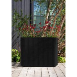 Veradek Demi Series Span 36 in. Rectagular Plastic-Stone Planter-(Black)
