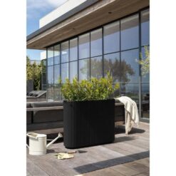Veradek Demi Series Span 36 in. Rectagular Plastic-Stone Planter-(Black)