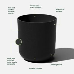 Veradek Kona 20 in. Round Black Plastic Planter (2-Pack)