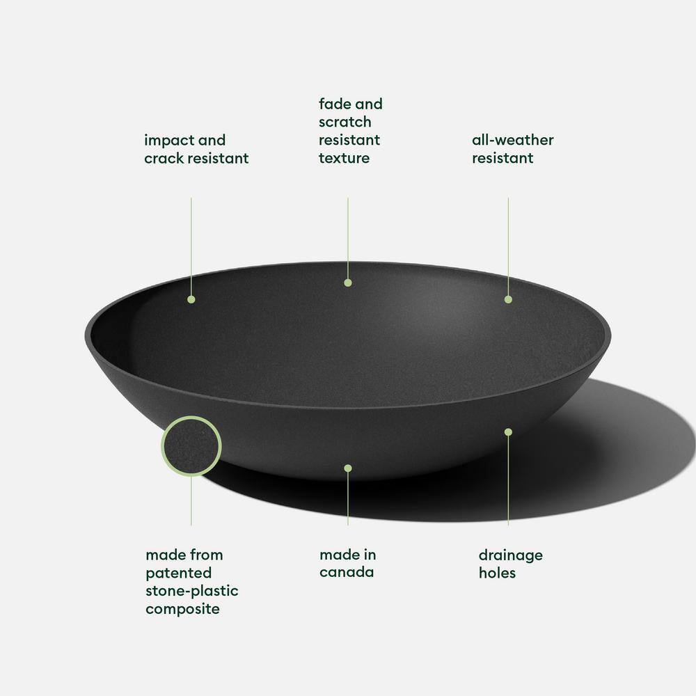 Veradek Lane Bowl 32 in. Black Plastic Round Planter (2-Pack)