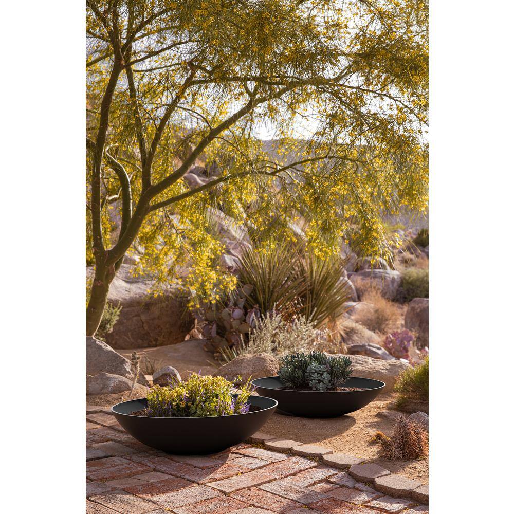 Veradek Lane Bowl 32 in. Black Plastic Round Planter (2-Pack)