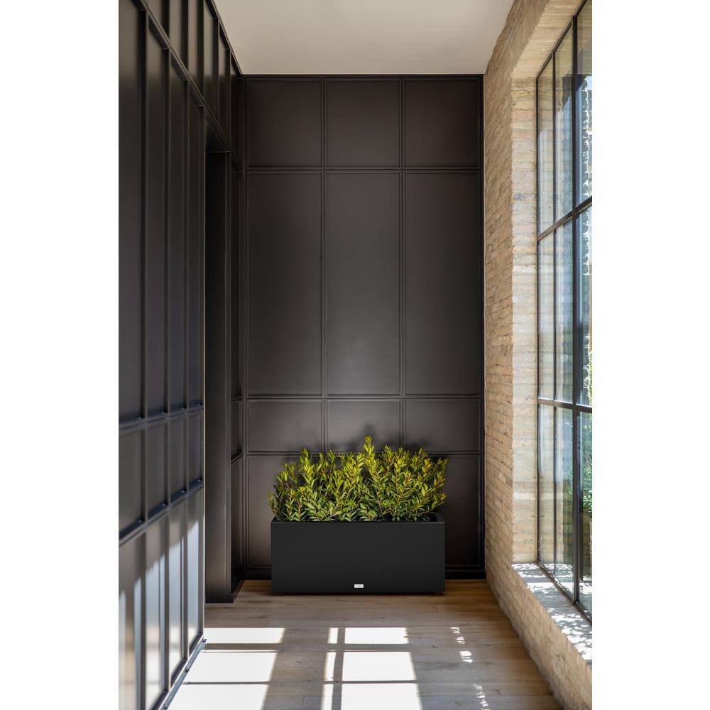 Veradek Long Box 38 in. Black Plastic Rectangular Planter