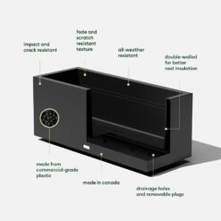 Veradek Long Box 38 in. Black Plastic Rectangular Planter