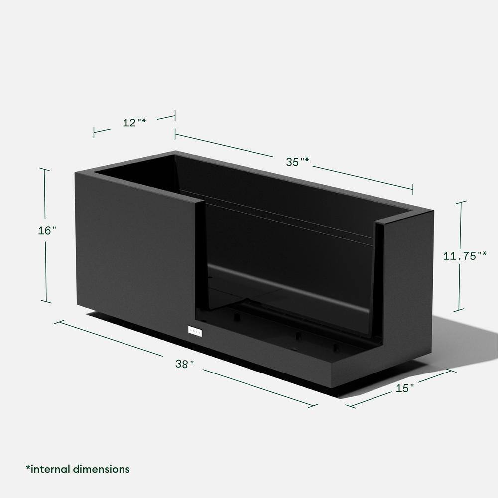 Veradek Long Box 38 in. Black Plastic Rectangular Planter