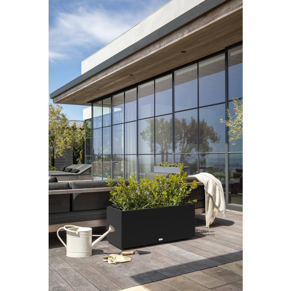Veradek Long Box 38 in. Black Plastic Rectangular Planter