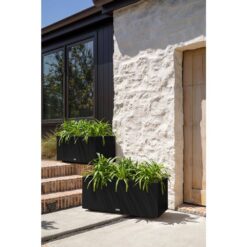 Veradek Long Box 38 in. Black Plastic Rectangular Planter