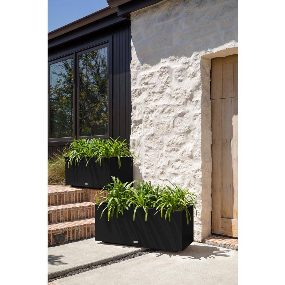Veradek Long Box 38 in. Black Plastic Rectangular Planter
