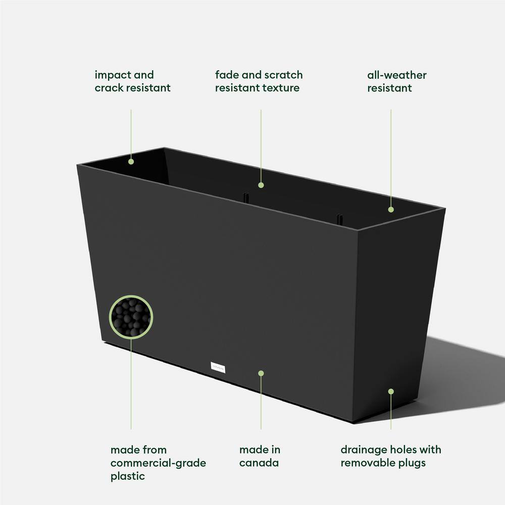 Veradek Midori 39 in. Black Trough Plastic Planter (2-Pack)