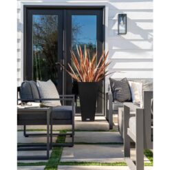 Veradek Midland 30 in. Black Plastic Tall Square Planter (2-Pack)