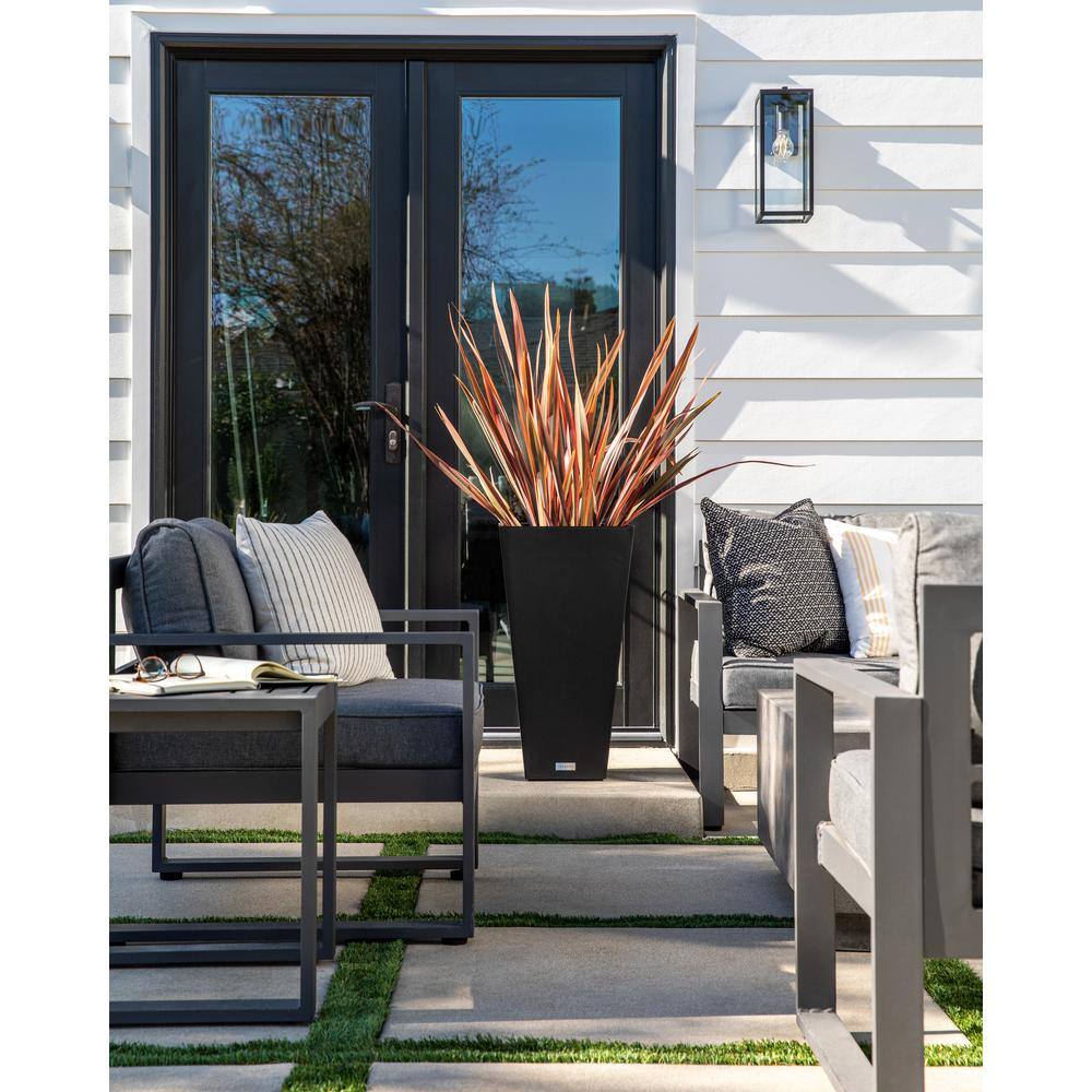 Veradek Midland 30 in. Black Plastic Tall Square Planter (2-Pack)