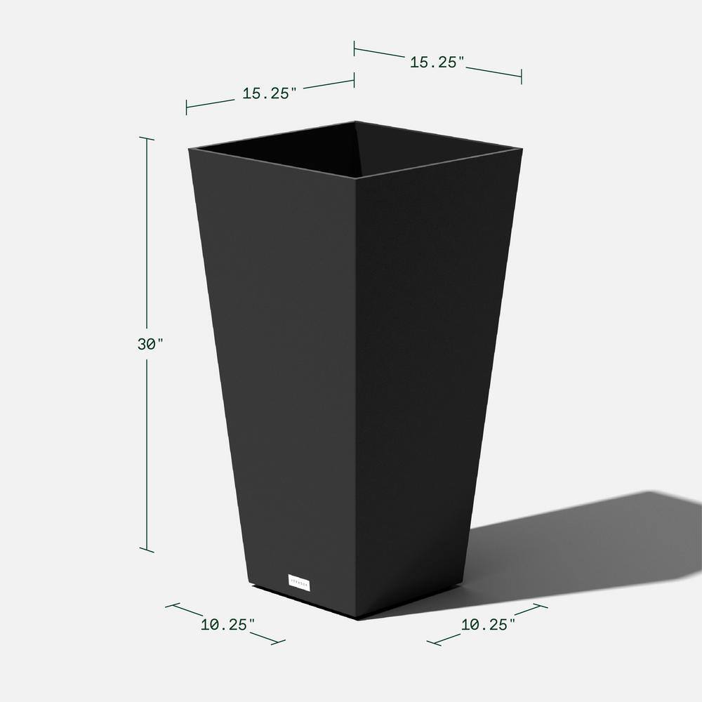 Veradek Midland 30 in. Black Plastic Tall Square Planter (2-Pack)