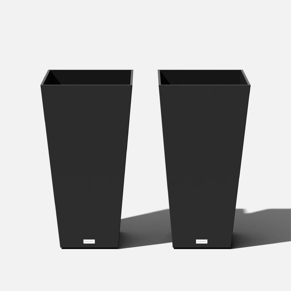Veradek Midland 30 in. Black Plastic Tall Square Planter (2-Pack)